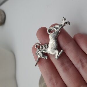 Sterling silver frolliking‎ unicorn necklace pendant horse equestrian en…
